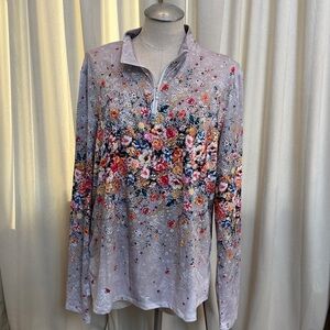Acegolfs XXXL Floral Print gray  Long Sleeve quarter zip like new